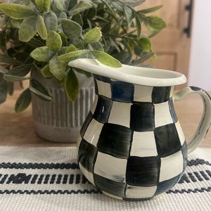 Mackenzie Childs Courtly Check Creamer 4.5” Checkered Enamel